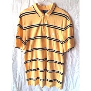 Ralph Lauren Chaps Sz M Mens Yellow Striped Polo 1/4 Button Shirt Short Sleeve